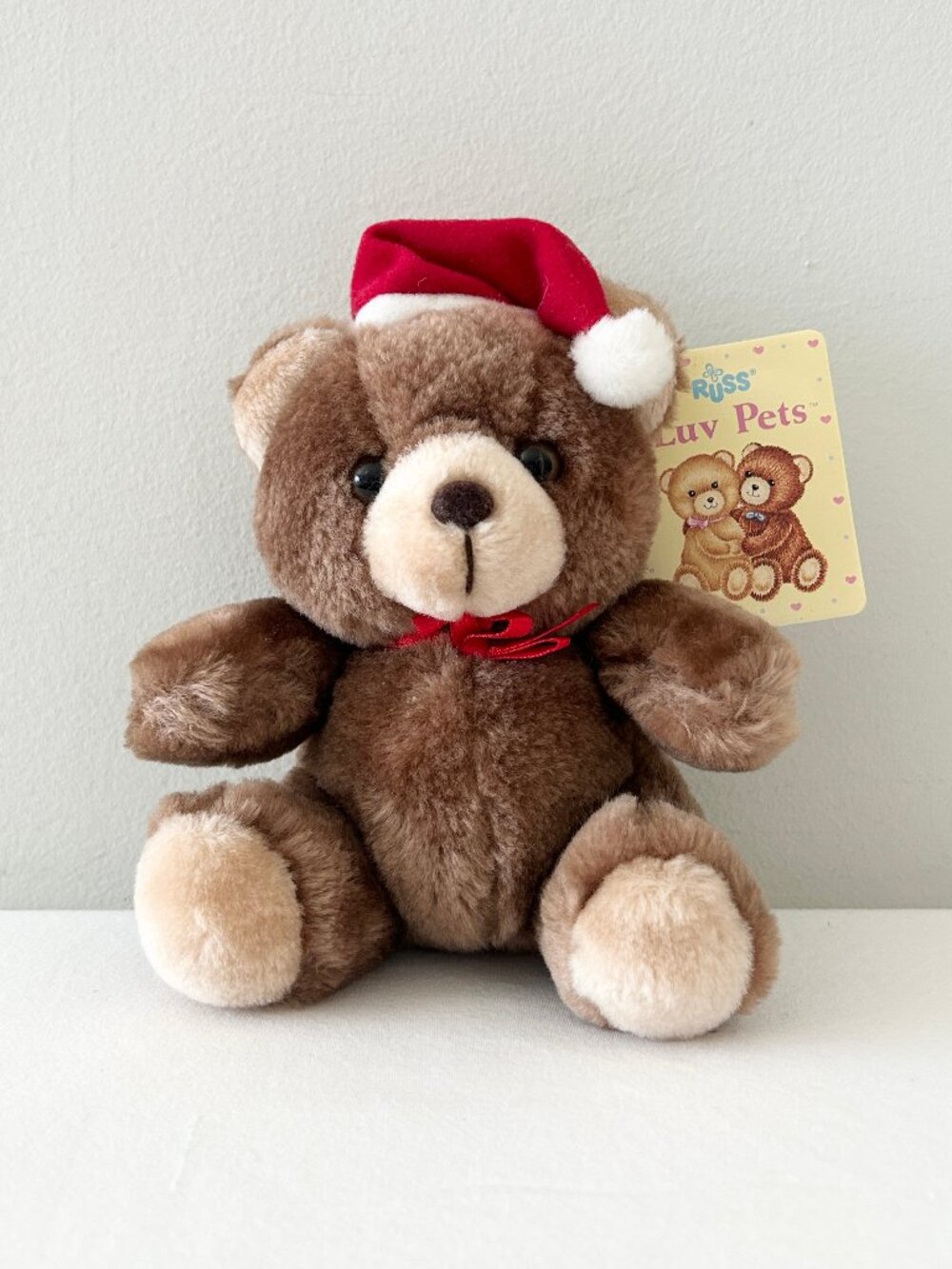 Vintage RUSS Luv Pets Toasty Santa Bear Plush Christmas Stuffed Animal Toy Tags